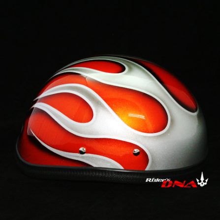 หมวกกันน็อกครึ่งใบ ลายไฟสีส้ม 3D