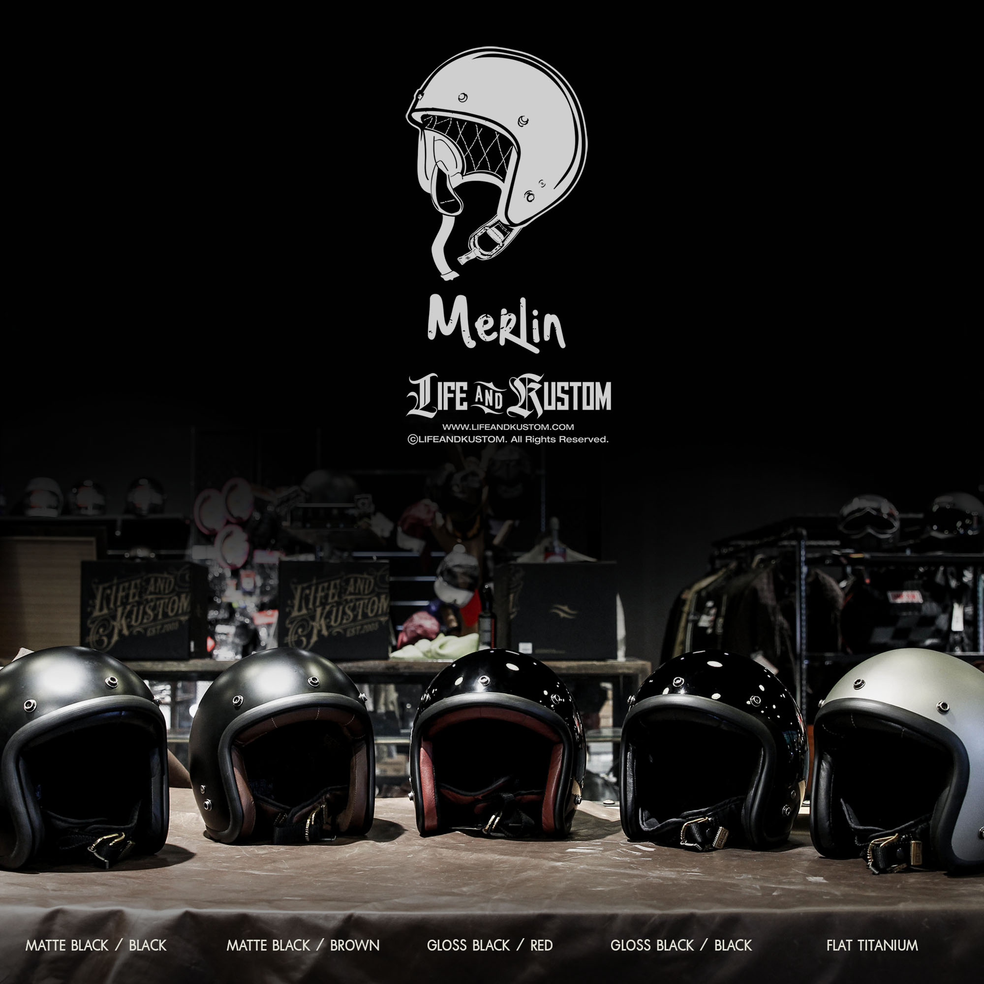 LIFE AND KUSTOM OPEN FACE HELMET