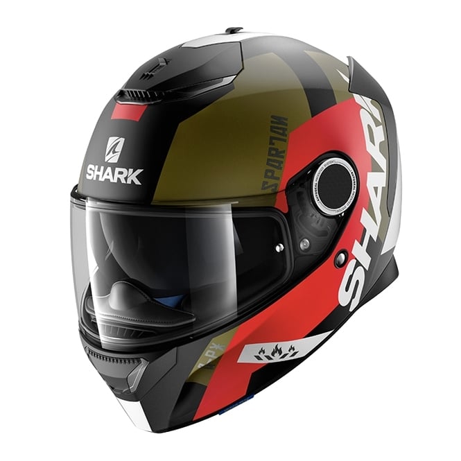หมวกกันน็อค Shark รุ่น Spartan Apic สีดำด้าน เขียว แดง