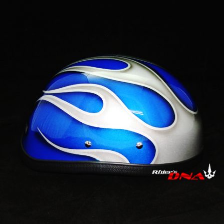 หมวกกันน็อกครึ่งใบ ลายไฟสีน้ำเงิน 3D
