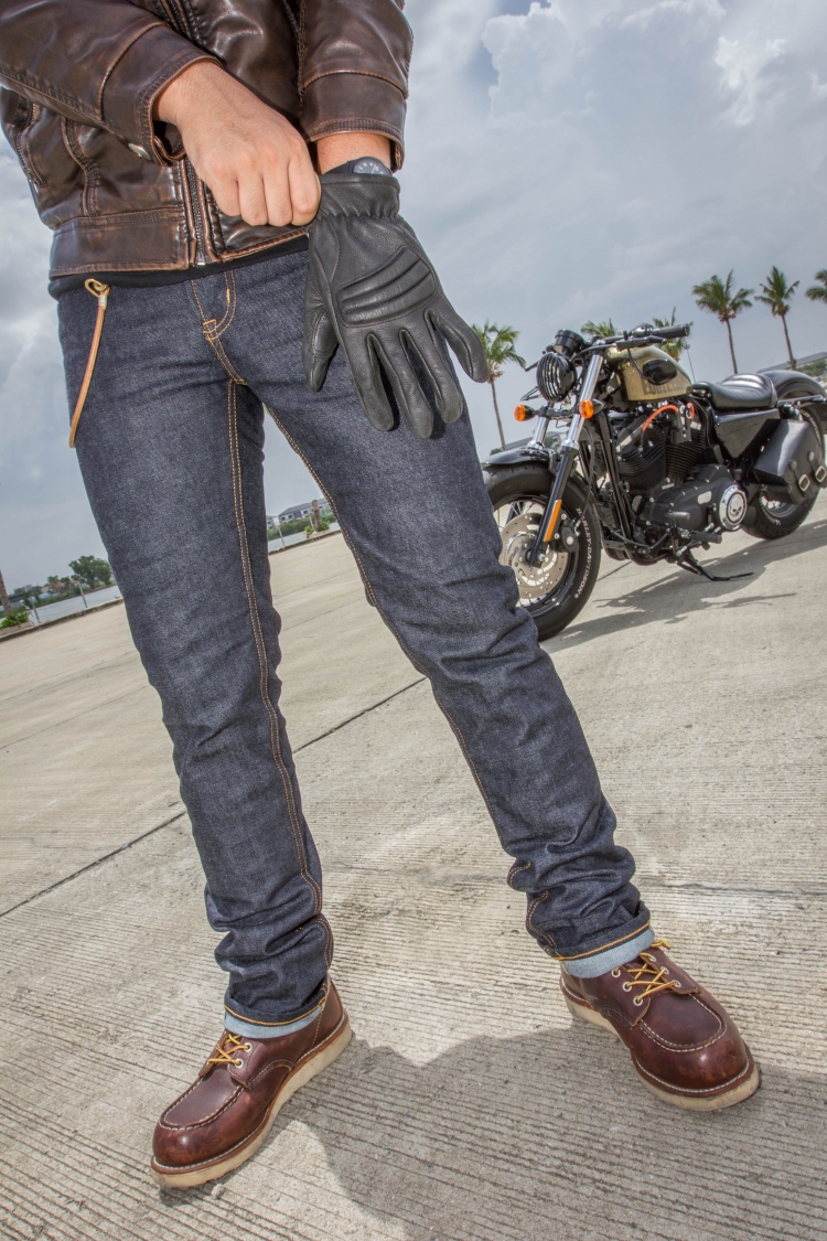 Flying Wheel & Co.Denim ยีนส์เคฟล่าร์สำหรับขับขี่มอเตอร์ไซส์ พร้อมการ์ด CE CE LEVEL-1,EN1621-1