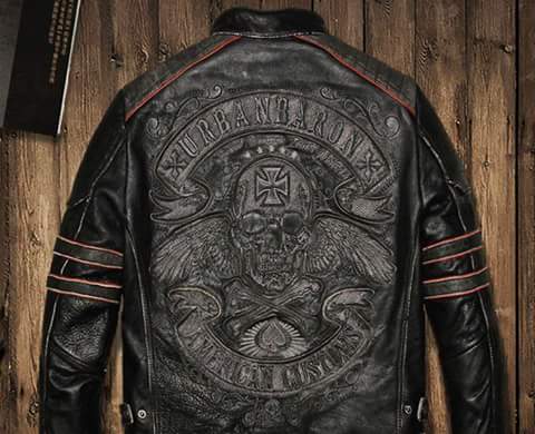 (New with Tag)Jacket Leather Genuine Vintage skull Retro (เสื้อหนังแท้ เกรดพรีเมี่ยมลายกะโหลกวินเทจ)