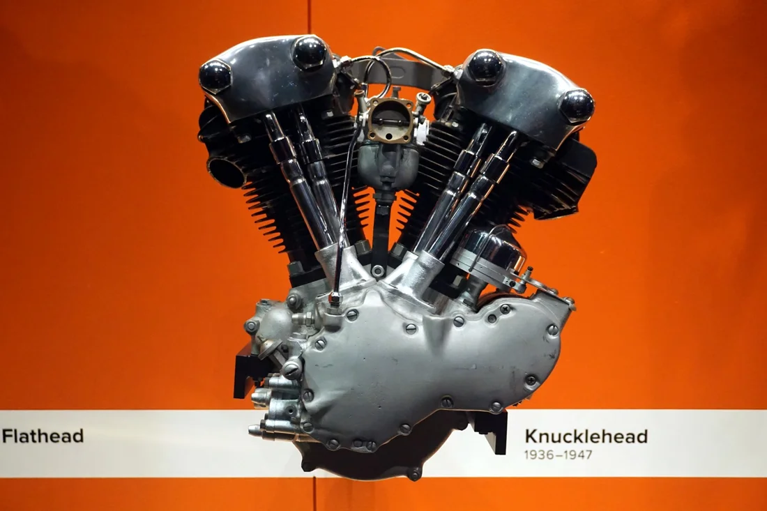 Knucklehead, model years 1936–1947, named after the shape of its rocker covers.